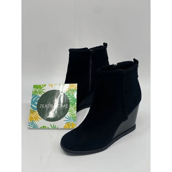 Sun + Stone Women's Camillia Wedge Booties - Black 11M - Picture 1 of 8